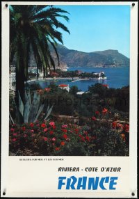 2s0638 FRANCE linen 25x39 French travel poster 1953 beautiful Beaulieu-sur-Mer on the Riviera, rare!