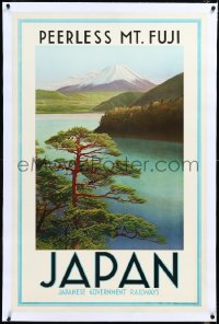 2s0642 JAPANESE GOVERNMENT RAILWAYS linen 28x43 Japanese travel poster 1930s peerless Mt. Fuji!