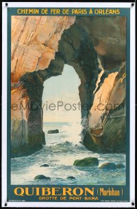 2s0647 QUIBERON linen 25x39 French travel poster 1929 Lsymonnot art of Port Blanc Arch, very rare!