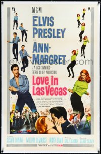 2s1246 VIVA LAS VEGAS linen int'l 1sh 1964 Elvis Presley & sexy Ann-Margret in Love in Las Vegas!