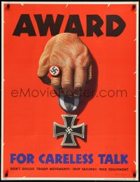2s0488 AWARD FOR CARELESS TALK 29x37 WWII war poster 1944 Dohanos art, it results in Nazi medals!