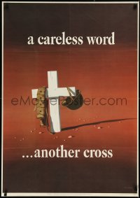2s0489 CARELESS WORD ANOTHER CROSS 28x40 WWII war poster 1943 Atherton art of soldier's grave, rare!