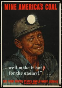 2s0491 MINE AMERICA'S COAL 14x20 WWII war poster 1944 Norman Rockwell art of coal miner, ultra rare!