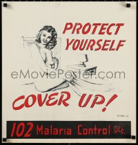 2s0492 PROTECT YOURSELF COVER UP 19x20 WWII war poster 1945 Powers art of nude woman in bed, rare!