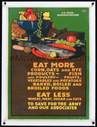 2s0625 U.S. FOOD ADMINISTRATION linen 21x29 WWI war poster 1917 save food for Army & allies, rare!