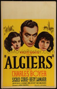 2s0094 ALGIERS WC 1938 great image of Charles Boyer between Hedy Lamarr & Sigrid Gurie, very rare!
