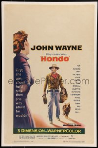 2s0100 HONDO 3D WC 1953 John Wayne was a stranger to all but the surly dog at his side, very rare!