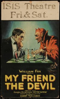 2s0103 MY FRIEND THE DEVIL WC 1922 art of avowed atheist trying to beat Satan in chess game, rare!