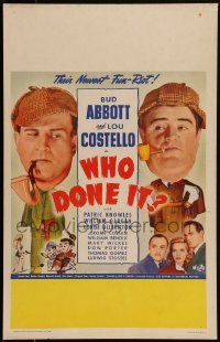 2s0106 WHO DONE IT WC 1942 detectives Bud Abbott & Lou Costello, both w/Sherlock hats & pipes, rare!