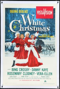2s1253 WHITE CHRISTMAS linen 1sh 1954 great art of Bing Crosby, Danny Kaye, Clooney & Vera-Ellen!