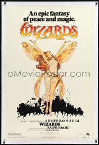 2s1258 WIZARDS linen style B 1sh 1977 Ralph Bakshi directed animation, fantasy art by William Stout!