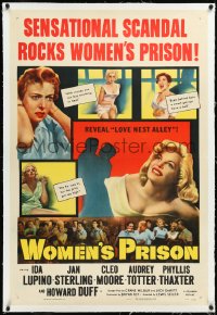 2s1260 WOMEN'S PRISON linen 1sh 1954 Ida Lupino & super sexy convict Cleo Moore, sensational scandal!