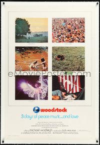 2s1263 WOODSTOCK linen int'l 1sh 1970 legendary rock 'n' roll, 3 days of peace, music... and love!