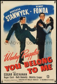 2s1265 YOU BELONG TO ME linen style B 1sh 1941 great image of Barbara Stanwyck & Henry Fonda!