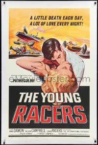 2s1268 YOUNG RACERS linen 1sh 1963 a little death each day, a lot of love every night, cool art!
