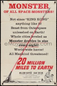2t0980 20 MILLION MILES TO EARTH style B 1sh 1957 monster of all space-monsters, not since King Kong!