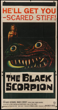 2t0715 BLACK SCORPION 3sh 1957 art of wacky creature that looks more laughable than horrible!
