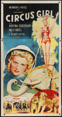 2t0717 CIRCUS GIRL 3sh 1956 cool art of sexy Kristina Soederbaum with circus tigers & elephants!