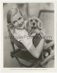 2t1857 13 HOURS BY AIR candid 8x10 still 1936 Joan Bennett relaxing with puppy Duke between scenes!