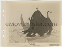 2t1860 AFRICAN DIARY 8x11 key book still 1945 Disney cartoon, tiny bird perched on angry rhinocerus!