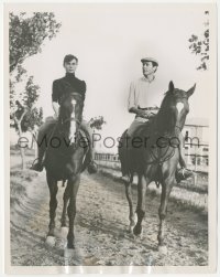 2t1862 AUDREY HEPBURN/MEL FERRER 7x9 news photo 1955 practicing horse riding for War & Peace roles!