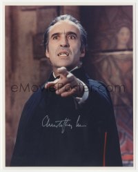 2t1650 CHRISTOPHER LEE signed color 8x10 REPRO photo 1980s great close up as Dracula with fangs!