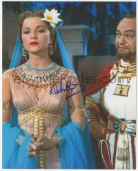 2t1656 DEBRA PAGET signed color 8x10 REPRO photo 1980s with Edward G. Robinson in Ten Commandments!