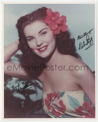 2t1657 DEBRA PAGET signed color 8x10 REPRO photo 1980s sexy portrait in Sarong from Bird of Paradise!