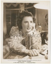 2t1927 SORRY WRONG NUMBER 8x10.25 still 1948 close up of scared Barbara Stanwyck talking on phone!