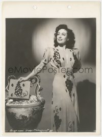 2t1936 THEY ALL KISSED THE BRIDE 8x11 key book still 1942 Joan Crawford modeling grape print dress!
