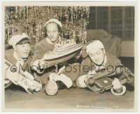 2t1939 THREE STOOGES 8x10 still 1940s happy Moe, Larry & Curly with Christmas toy cars & ship!
