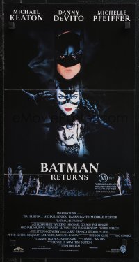 2t0644 BATMAN RETURNS Aust daybill 1992 Keaton, Danny DeVito, Pfeiffer, Tim Burton!