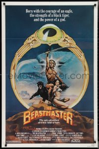 2t0992 BEASTMASTER 1sh 1982 Taylor art of bare-chested Marc Singer & sexy Tanya Roberts!