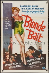 2t1006 BLONDE BAIT 1sh R1950s full-length sexy smoking bad girl Beverly Michaels is a silken trap!