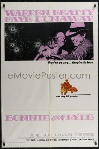 2t1007 BONNIE & CLYDE 1sh 1967 notorious crime duo Warren Beatty & Faye Dunaway, Arthur Penn!