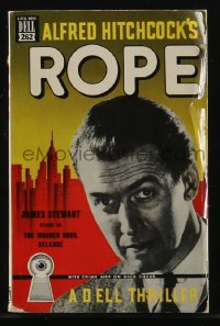 2t1586 ROPE paperback book 1948 James Stewart, Alfred Hitchcock, with crime map on back cover!