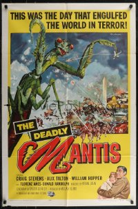 2t1028 DEADLY MANTIS 1sh 1957 classic art of giant insect by Washington Monument by Ken Sawyer!