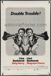 2t1033 DIRTY HARRY/MAGNUM FORCE 1sh 1975 cool mirror image of Clint Eastwood, double trouble!