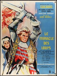 2t0175 BLOOD ON HIS SWORD French 1p 1964 Tealdi art of Jean Marais with sword & Maria Schiaffino!
