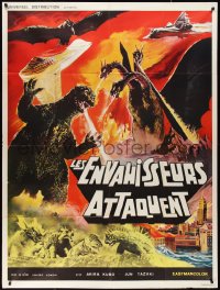 2t0189 DESTROY ALL MONSTERS French 1p R1970s different art with Godzilla, Ghidorah, Rodan & more!