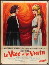 2t0269 VICE & VIRTUE style B French 1p 1963 Vadim, Soubie art of Catherine Deneuve & Annie Girardot!