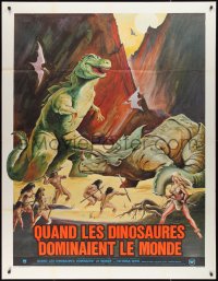 2t0271 WHEN DINOSAURS RULED THE EARTH French 1p 1976 Hammer, different art of cavemen & women!