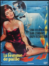 2t0274 WOMAN OF STRAW French 1p 1964 art of Sean Connery & super sexy Gina Lollbrigida by Allard!