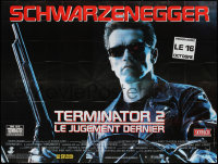 2t0146 TERMINATOR 2 French 8p 1991 close up of Arnold Schwarzenegger on motorcycle with shotgun!