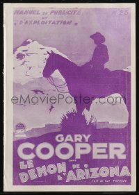 2t0555 ARIZONA BOUND French pressbook 1927 art of young Gary Cooper, posters shown, ultra rare!