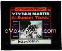 2t1637 SUNSET TRAIL glass slide 1917 Vivian Martin & Henry A. Barrows relaxing on rock by river!