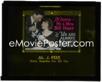 2t1642 WILLIAM S. HART advertising glass slide 1935 Mr. & Mrs. Bill Hart are always at home to you!