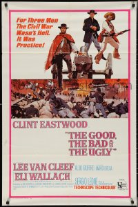 2t1065 GOOD, THE BAD & THE UGLY 1sh 1968 Clint Eastwood, Lee Van Cleef, Wallach, Leone classic!