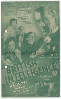 2t1481 BRITISH INTELLIGENCE herald 1940 creepy Boris Karloff with scarred face in WWI, ultra rare!