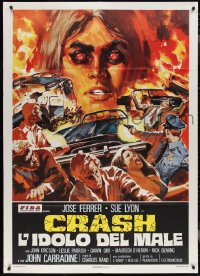 2t0091 CRASH Italian 1p 1977 Charles Band, an occult object, a mass of twisted metal, cool art!